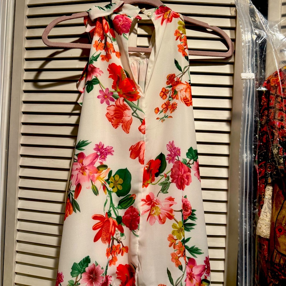White Floral Halter Top: Sweet Pea for New York & Company XL